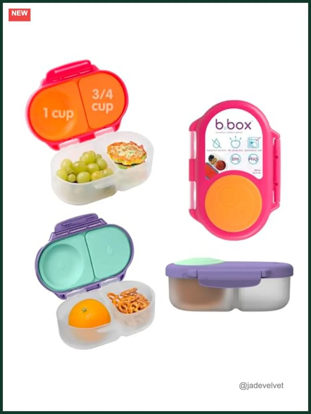 Leak Proof Mini Bento Snack Box 2-Pack for Kids, BPA-Free, Dishwasher Safe, 2